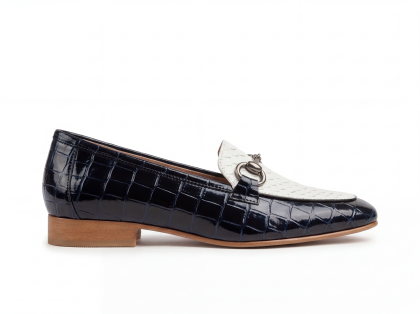 Black and White Croco Loafers