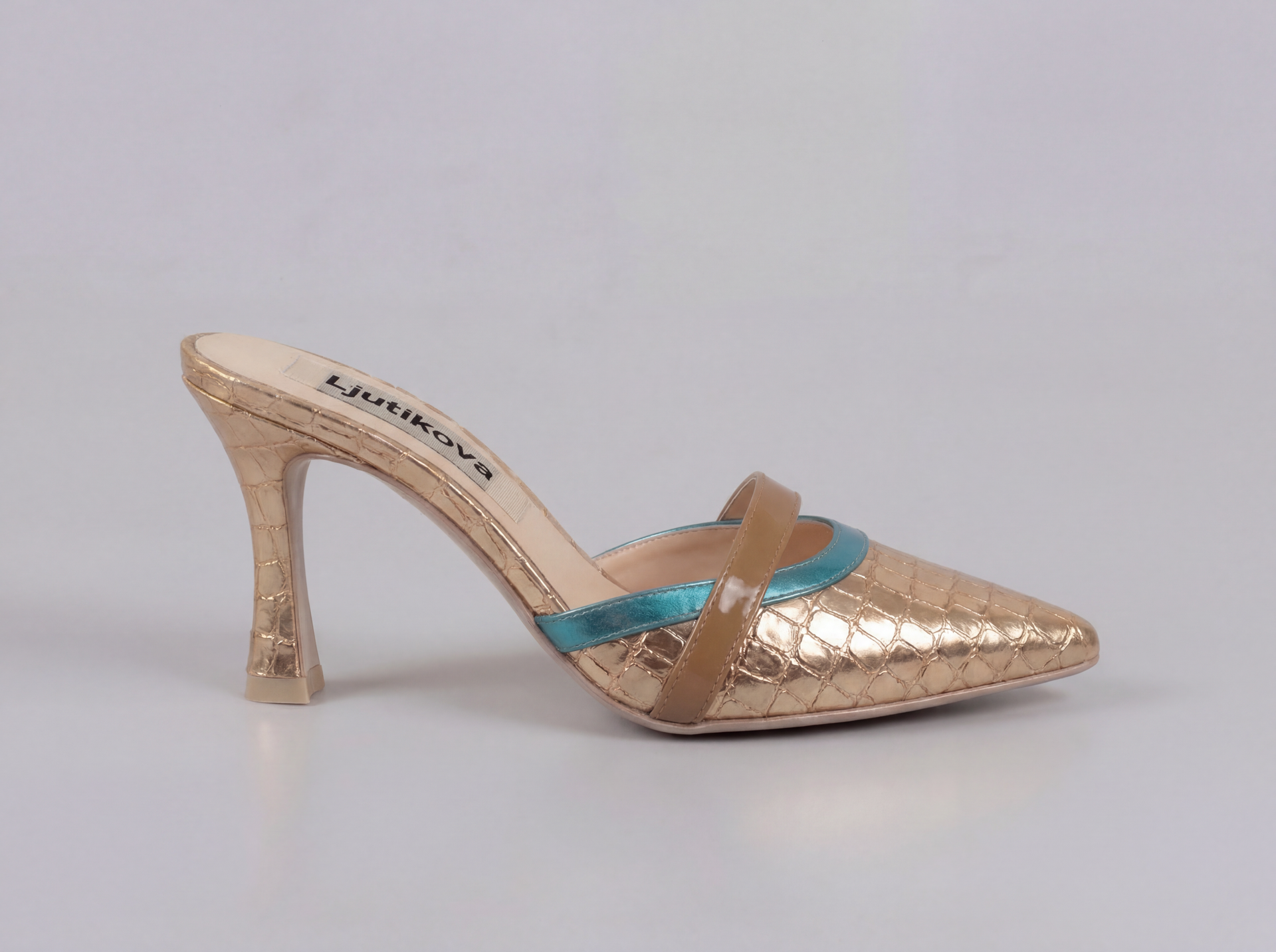 Gold Leather Stiletto Mules