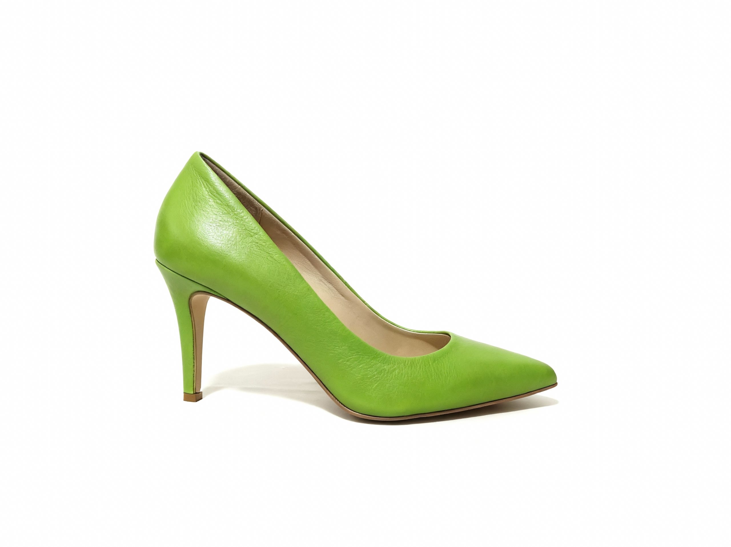 Lime Green Italian Leather Heels