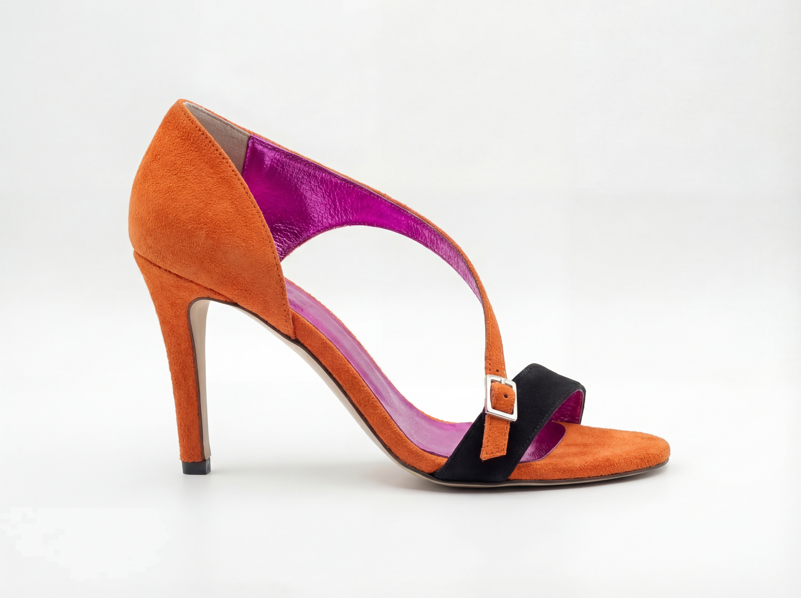Orange Suede Stiletto High Heel Sandals with Ankle Strap