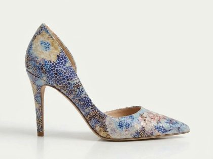 Floral Blue Stiletto Heels | Luxury Designer Pumps