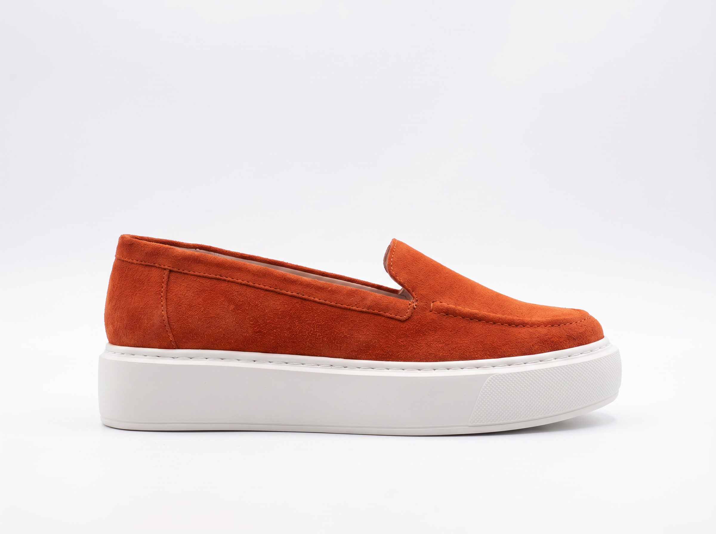 Orange Suede Platform Loafers