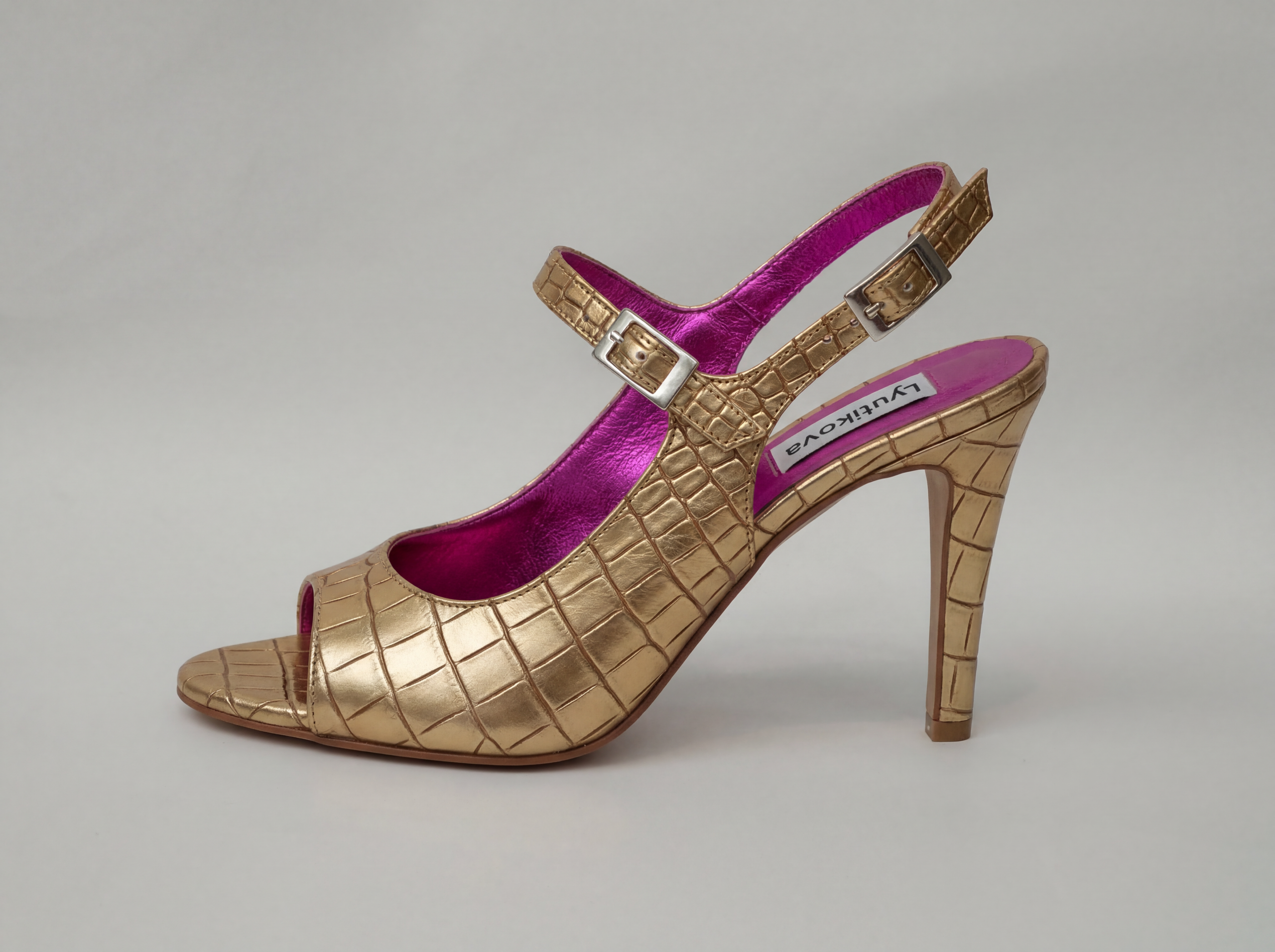 Golden Croco Glam Sandals
