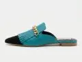Designer Leather Mules with Chain Detail | Pointed Toe Slip-On Flats