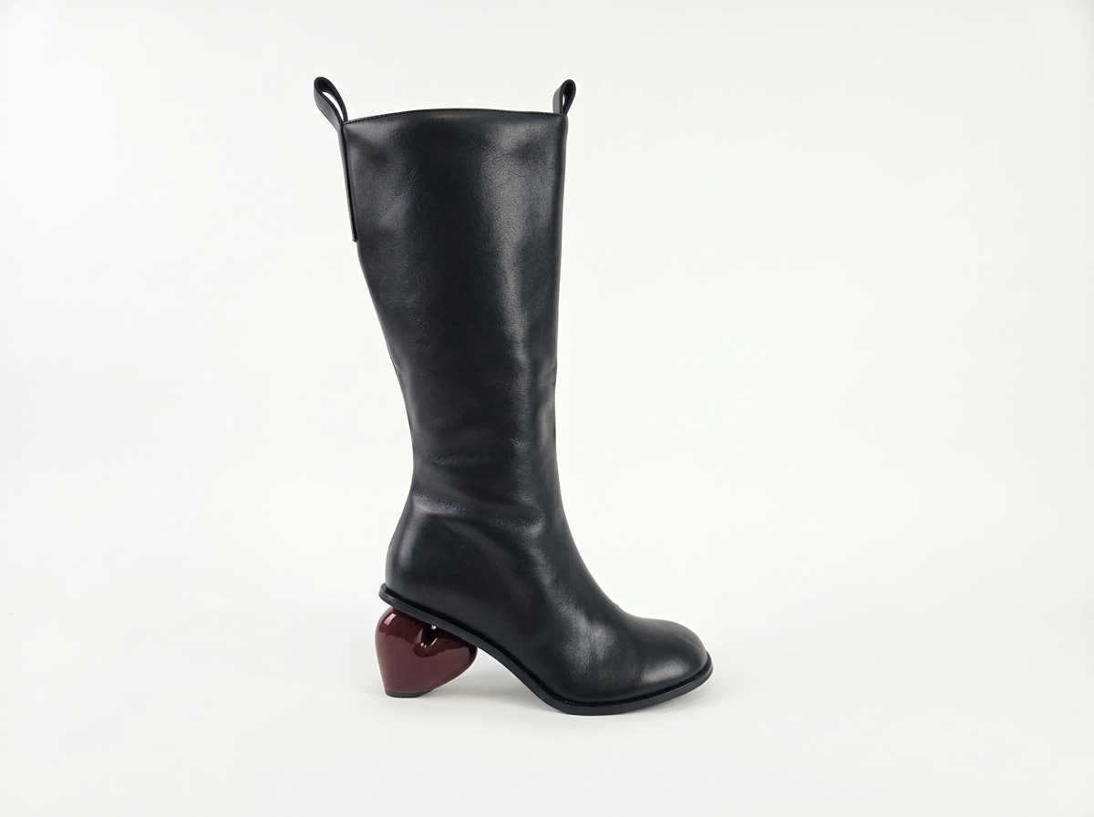 Heart Sculptural Heel Leather Boots